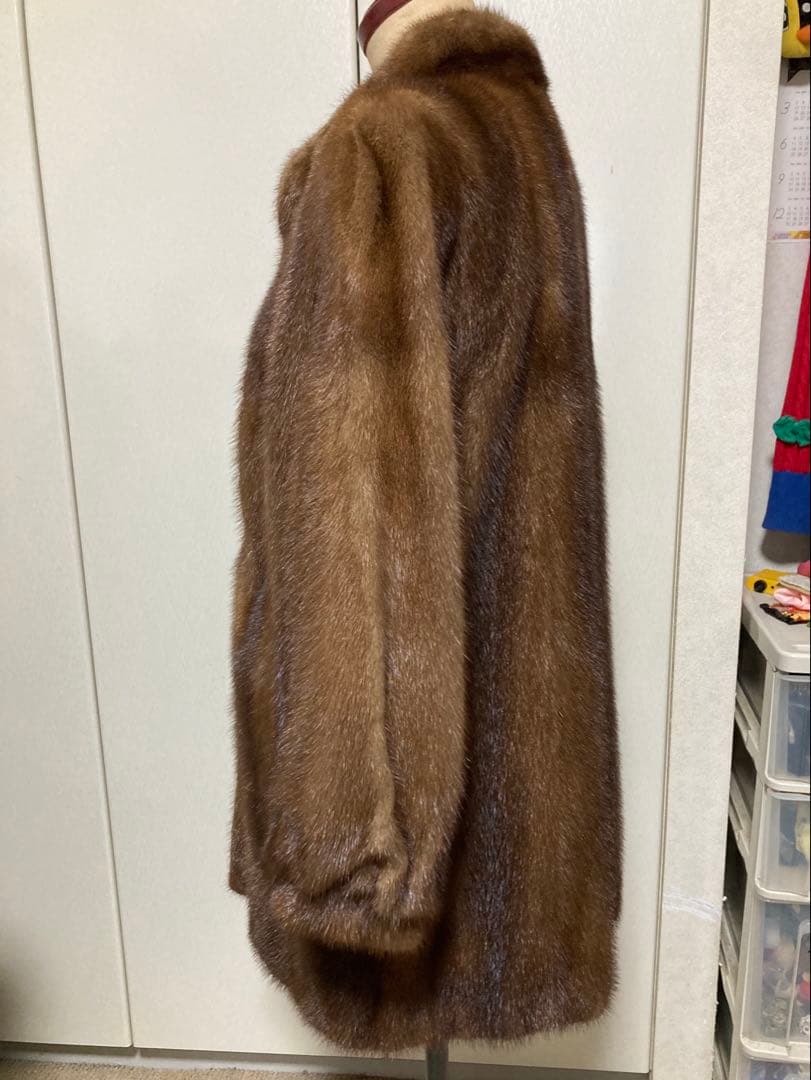 ブラウン ミンク毛皮コート オーバーサイズ