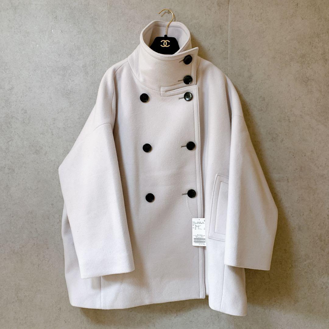 新品タグ付✨NOBLE スタンドカラーオーバーコート 完売色ベージュ 日本製 F