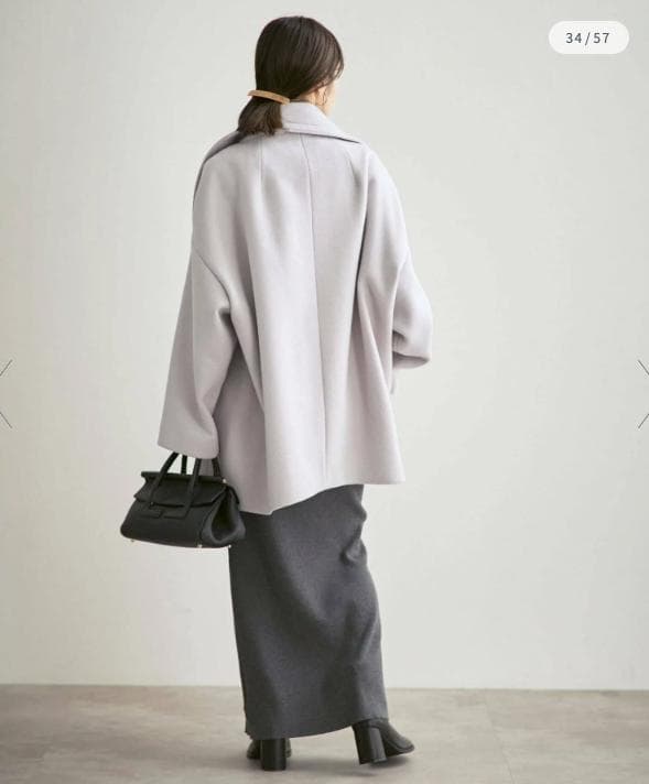 新品タグ付✨NOBLE スタンドカラーオーバーコート 完売色ベージュ 日本製 F