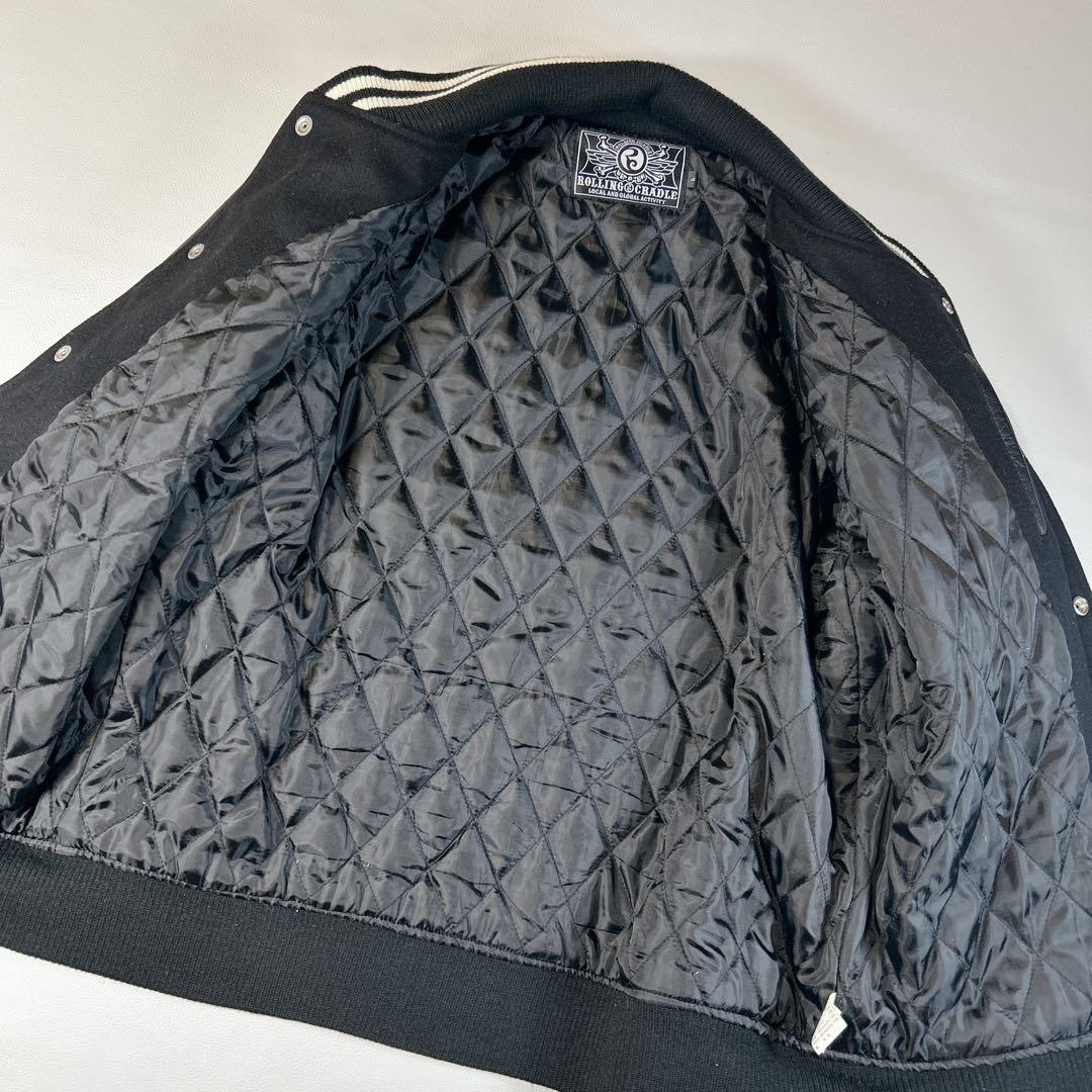 美品 ROLLING CRADLE スタジャン ブラック L デカロゴ 希少