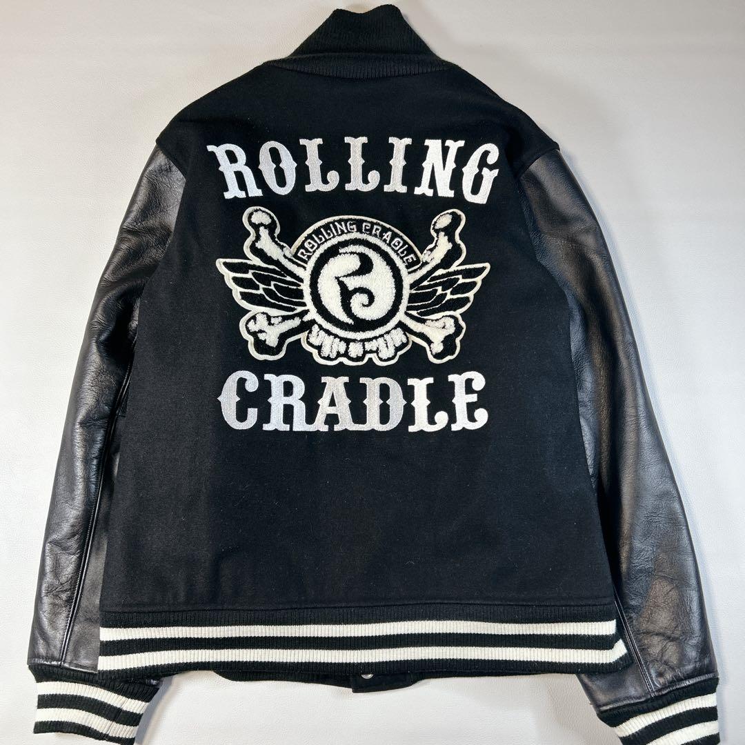 美品 ROLLING CRADLE スタジャン ブラック L デカロゴ 希少
