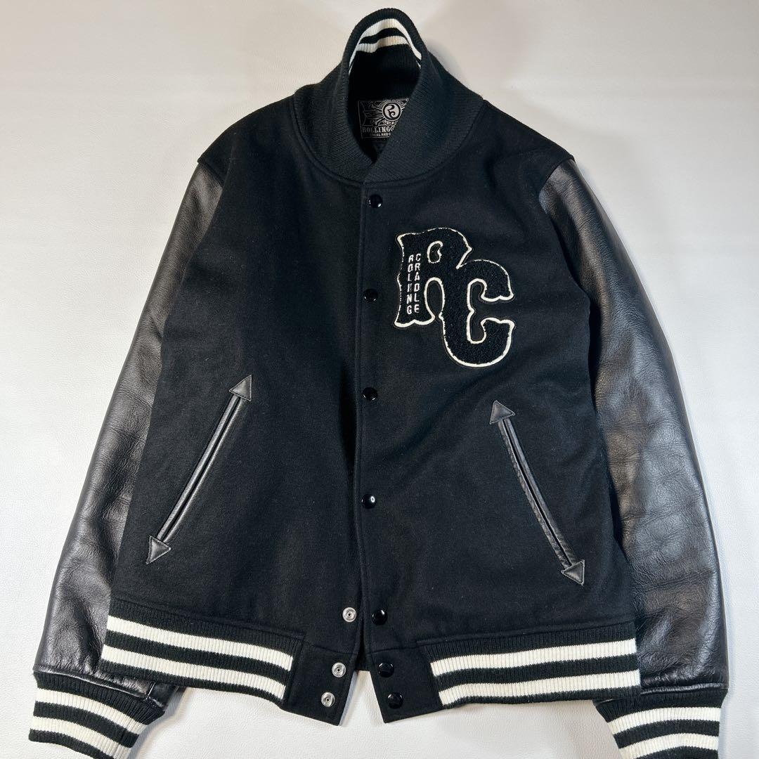 美品 ROLLING CRADLE スタジャン ブラック L デカロゴ 希少