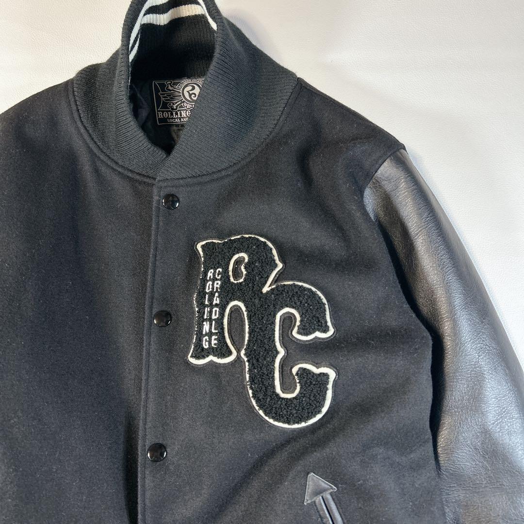 美品 ROLLING CRADLE スタジャン ブラック L デカロゴ 希少