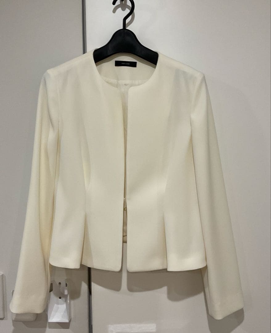 YOKO CHAN ホワイト　ノーカラージャケット 38