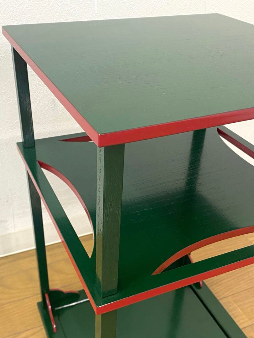 美品 茶道具 青漆爪紅 糸巻棚 茶棚 組立式 共箱