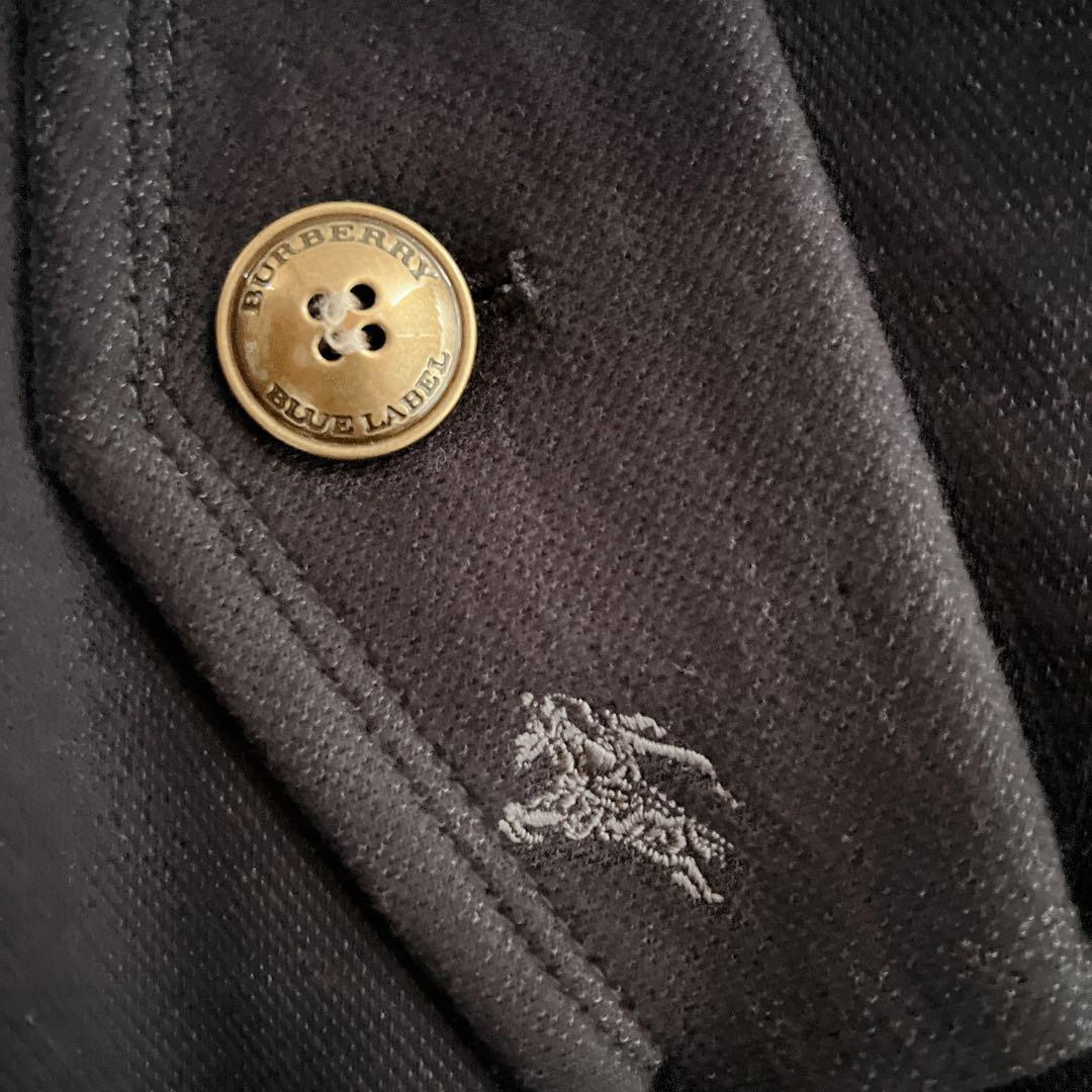 BURBERRY BLUELABELポンチョコート ホースロゴ刺繍 金ボタン 紺