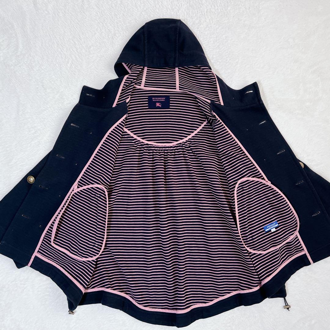 BURBERRY BLUELABELポンチョコート ホースロゴ刺繍 金ボタン 紺
