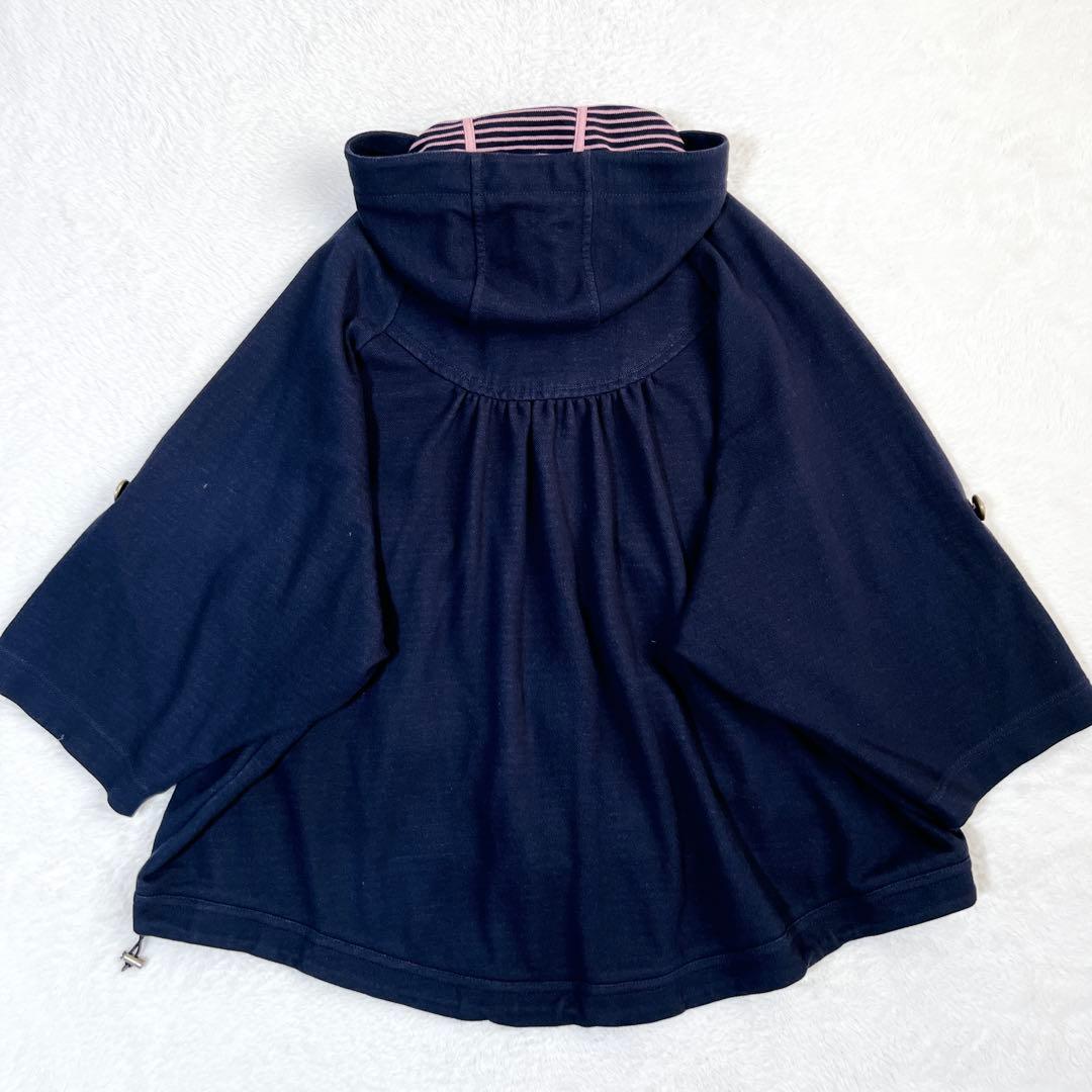 BURBERRY BLUELABELポンチョコート ホースロゴ刺繍 金ボタン 紺