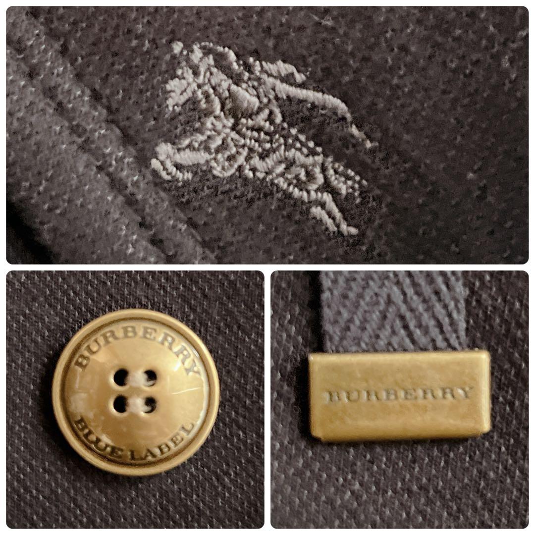 BURBERRY BLUELABELポンチョコート ホースロゴ刺繍 金ボタン 紺