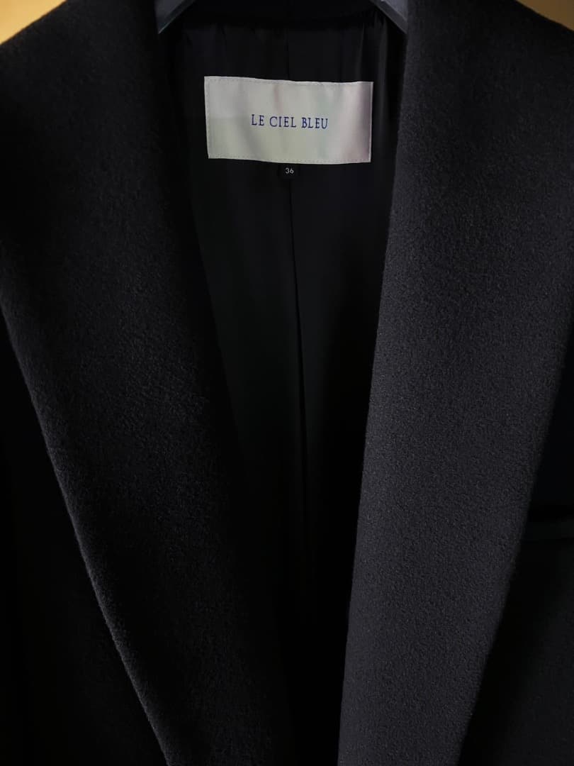 LE CIEL BLEU　タキシードカラーコート　ネイビー