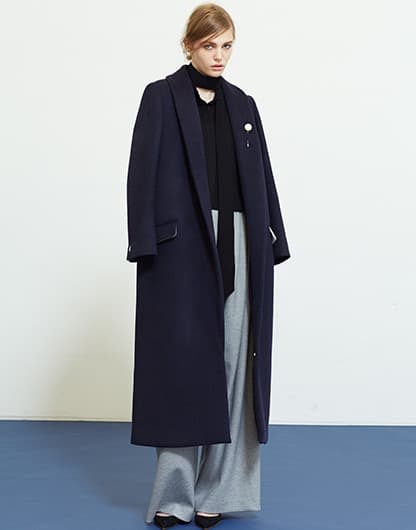 LE CIEL BLEU　タキシードカラーコート　ネイビー