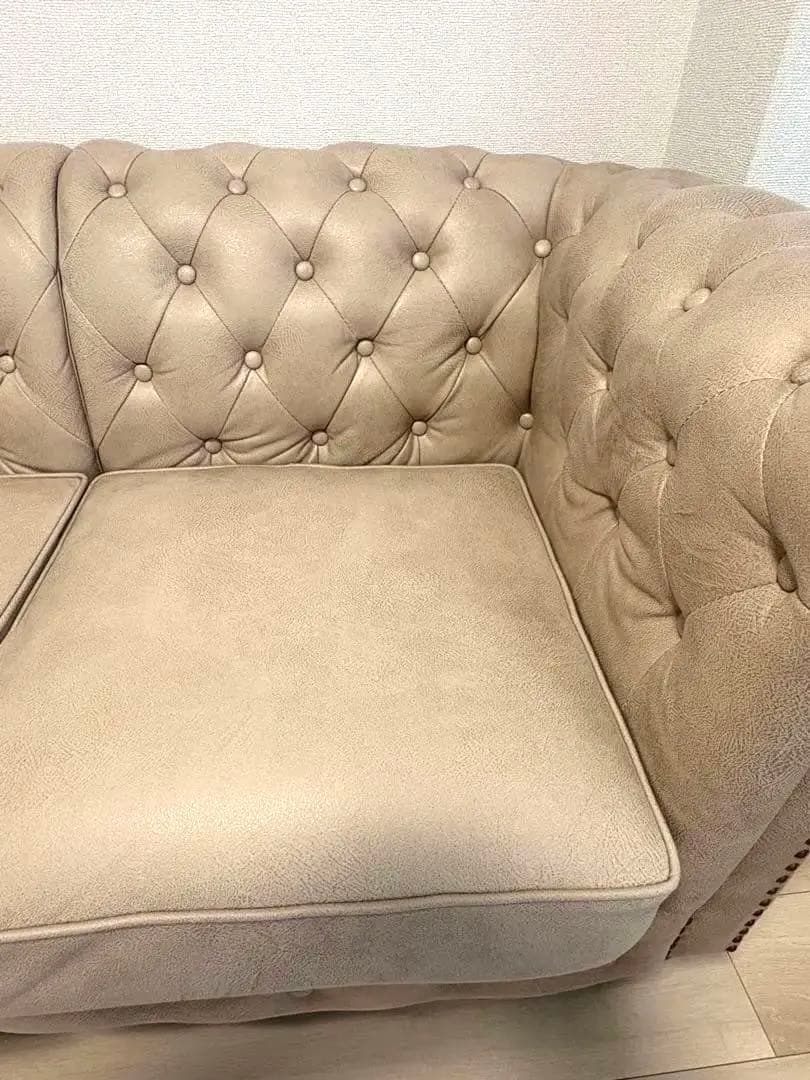 【美品】送料込 チェスターフィールドソファ 2人掛け