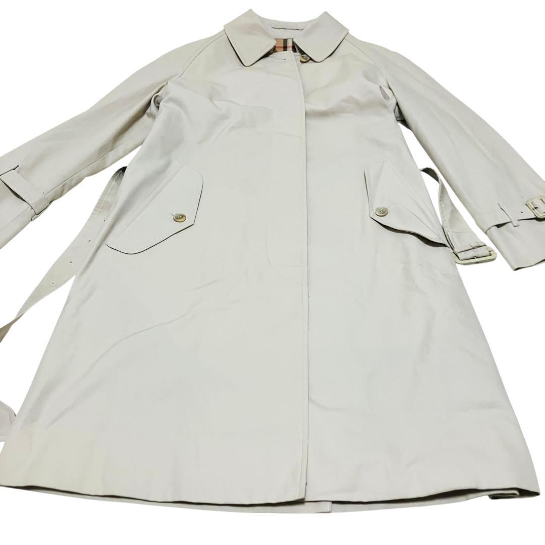 バーバリー　ステンカラーコート　ベルト付　ノバチェック裏地 ベージュ L