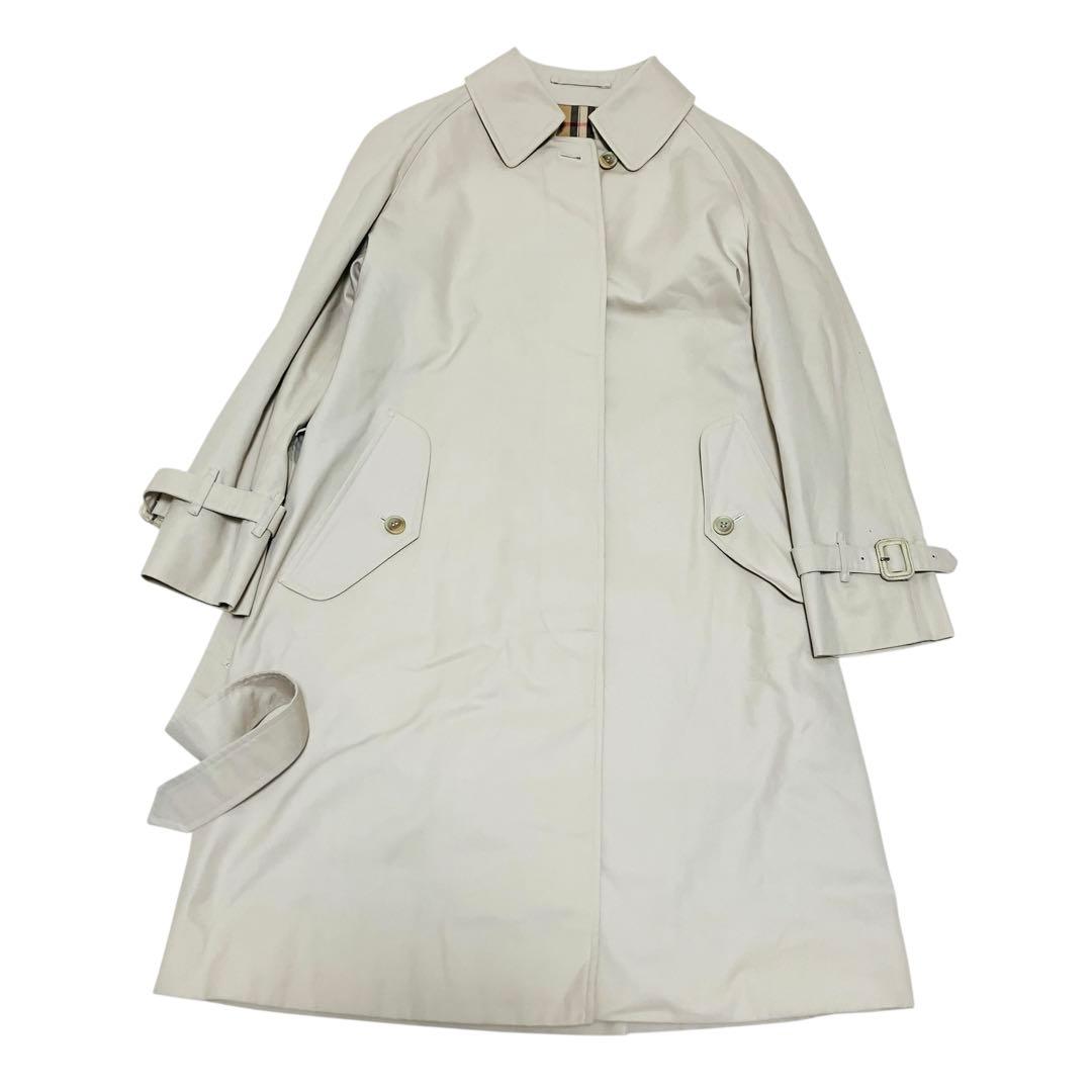 バーバリー　ステンカラーコート　ベルト付　ノバチェック裏地 ベージュ L