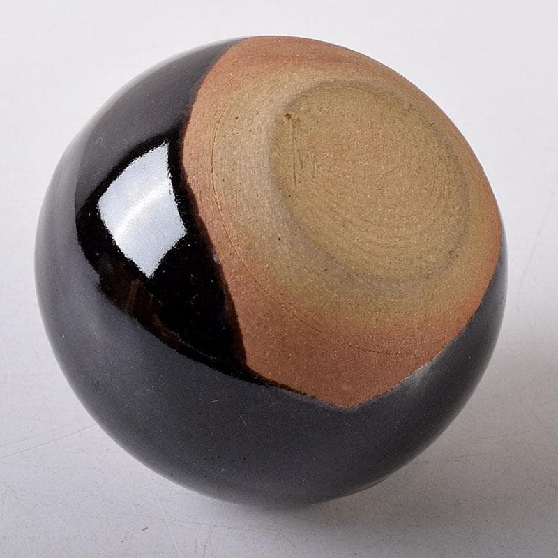 Gojyo 京焼　清水焼　桶谷定一作　文琳茶入　仕覆付　共箱　V　8205