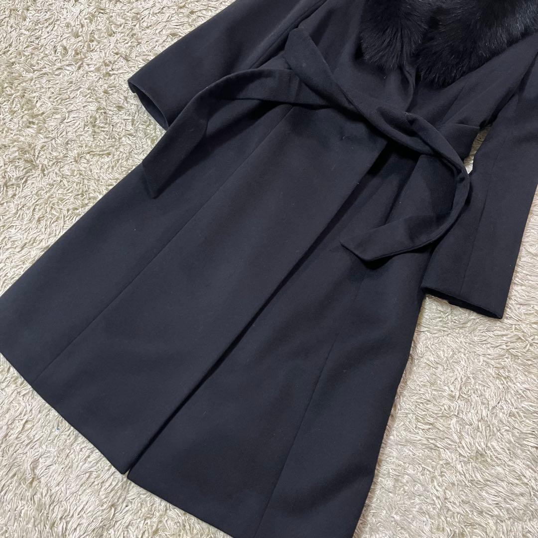 美品 Lサイズ クードシャンス　フォックスファー　チェスターコート　カシミヤ