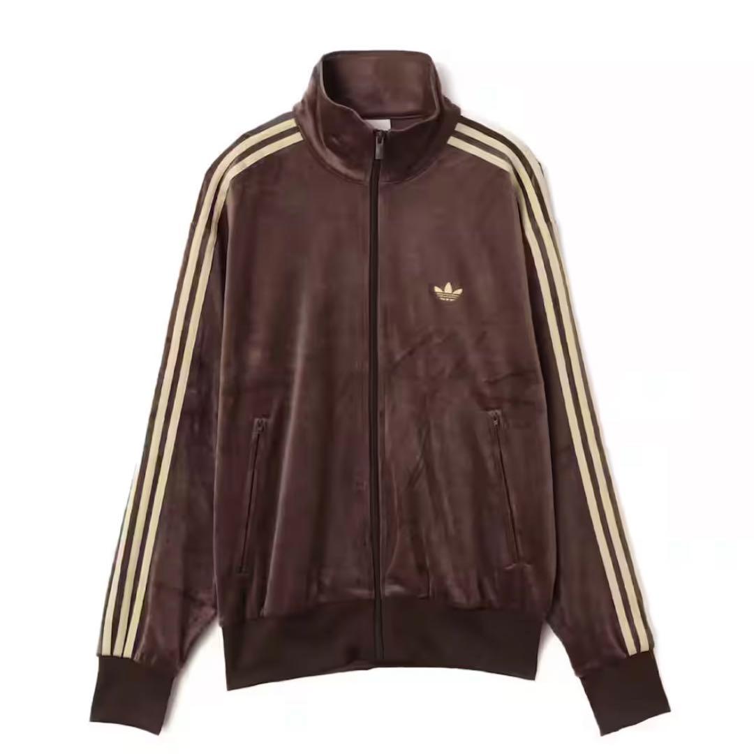 新品L⭐️adidas ファイヤーバード ベロア トラックトップ ダークブラウン