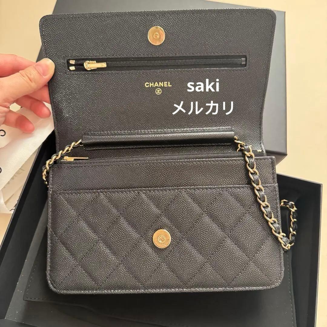 専用！新品に近い シャネル23A チェーンウォレット キャビア ブラック