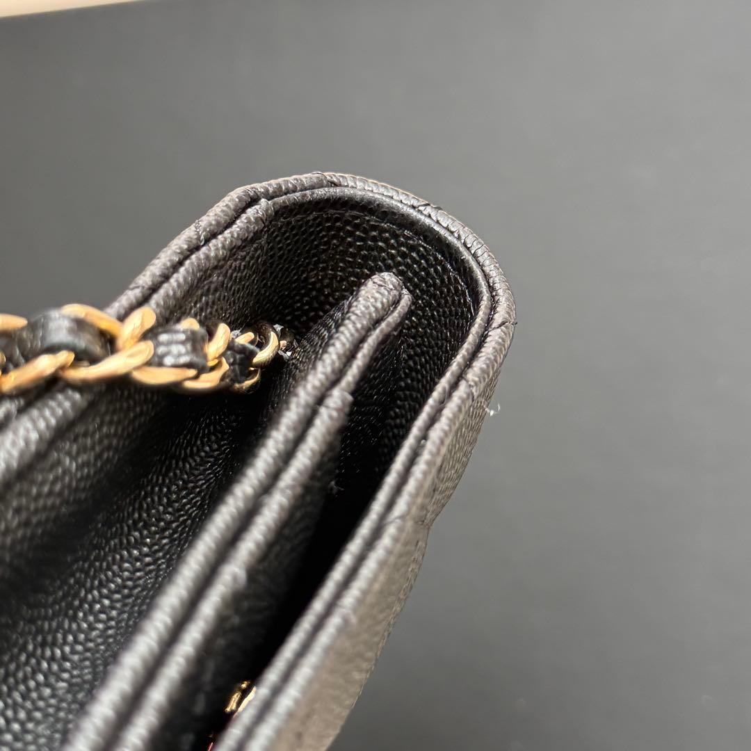 専用！新品に近い シャネル23A チェーンウォレット キャビア ブラック