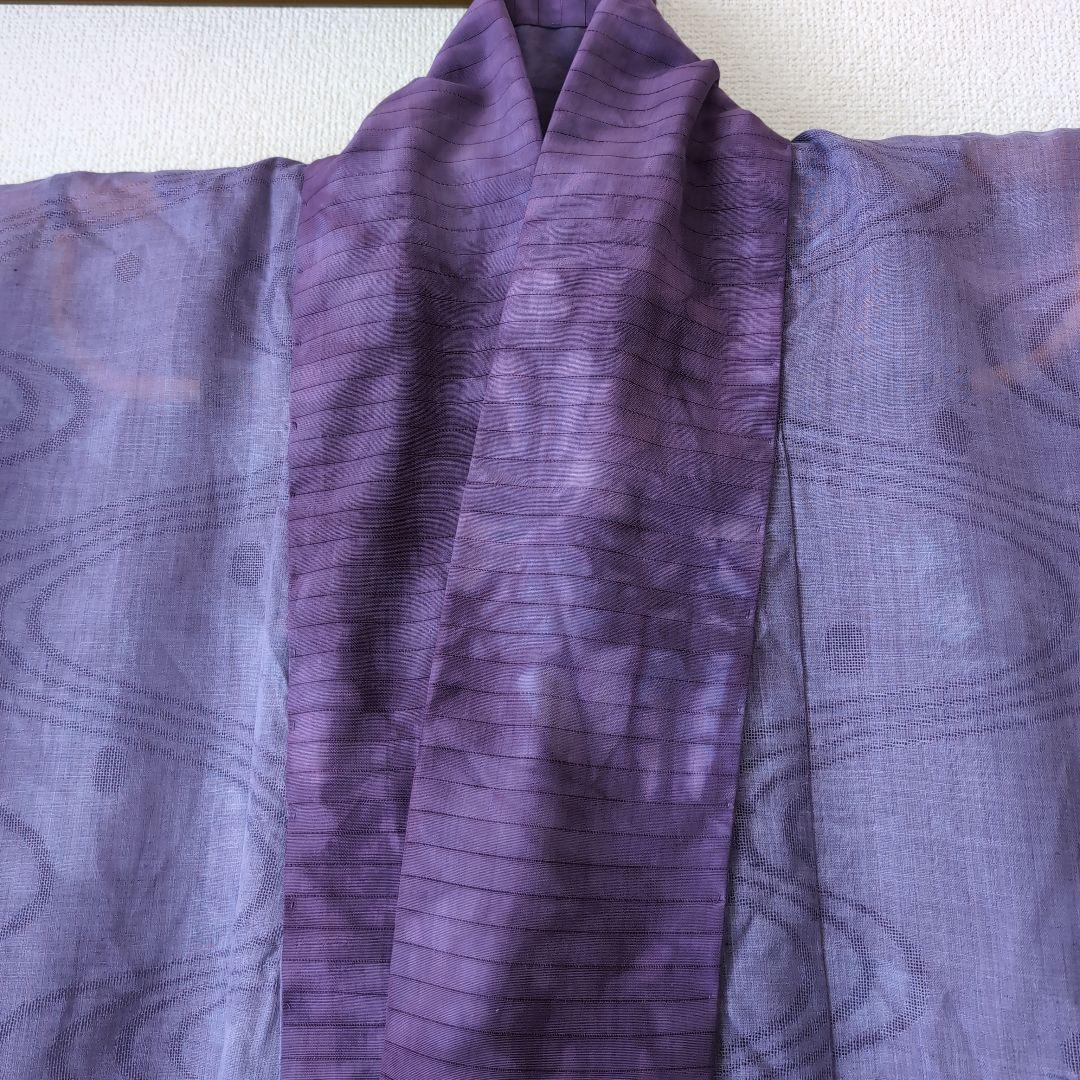 本麻　洗える長襦袢　カラー襦袢　居敷当て付き　パープル　紫　リサイクル　管ka1
