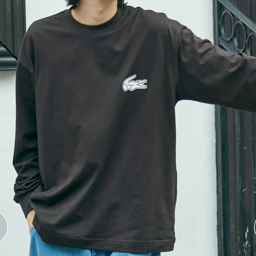 LACOSTE オーバーサイズ バックプリント ロングスリーブTシャツ　XL