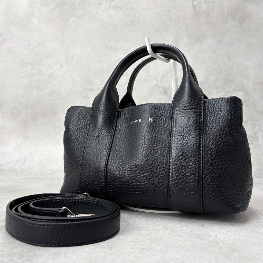 【未使用級】ヒロフ ランポS 2way ショルダーバッグ ネイビー レディース