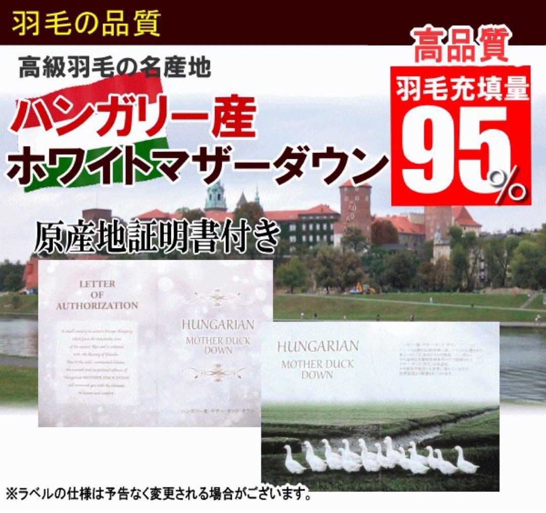 羽毛布団 シングル ハンガリー産ホワイトマザーダック 二層キルト 超長綿 生成り