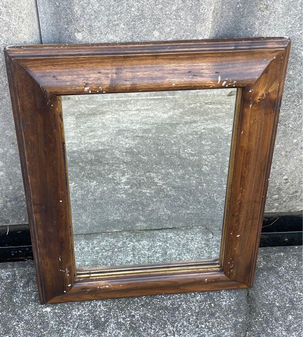 ビンテージ/イタリア製/木製/ミラー/壁掛けミラー/ウォールミラー/鏡/什器/②