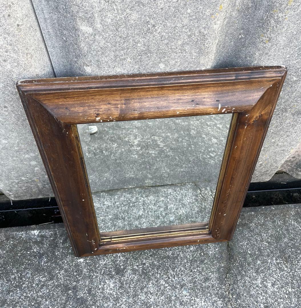 ビンテージ/イタリア製/木製/ミラー/壁掛けミラー/ウォールミラー/鏡/什器/②