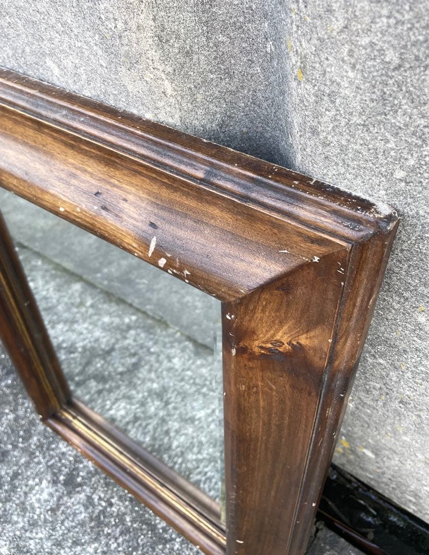 ビンテージ/イタリア製/木製/ミラー/壁掛けミラー/ウォールミラー/鏡/什器/②