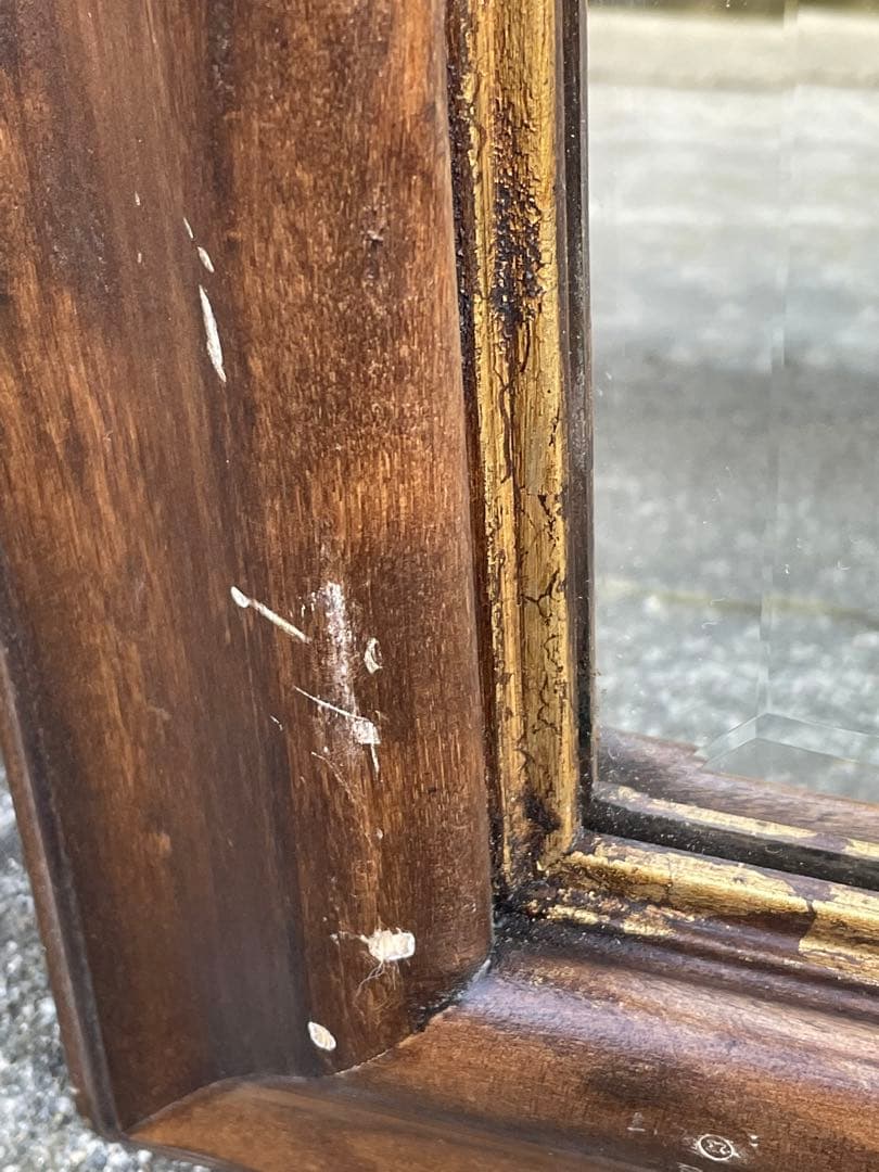 ビンテージ/イタリア製/木製/ミラー/壁掛けミラー/ウォールミラー/鏡/什器/②