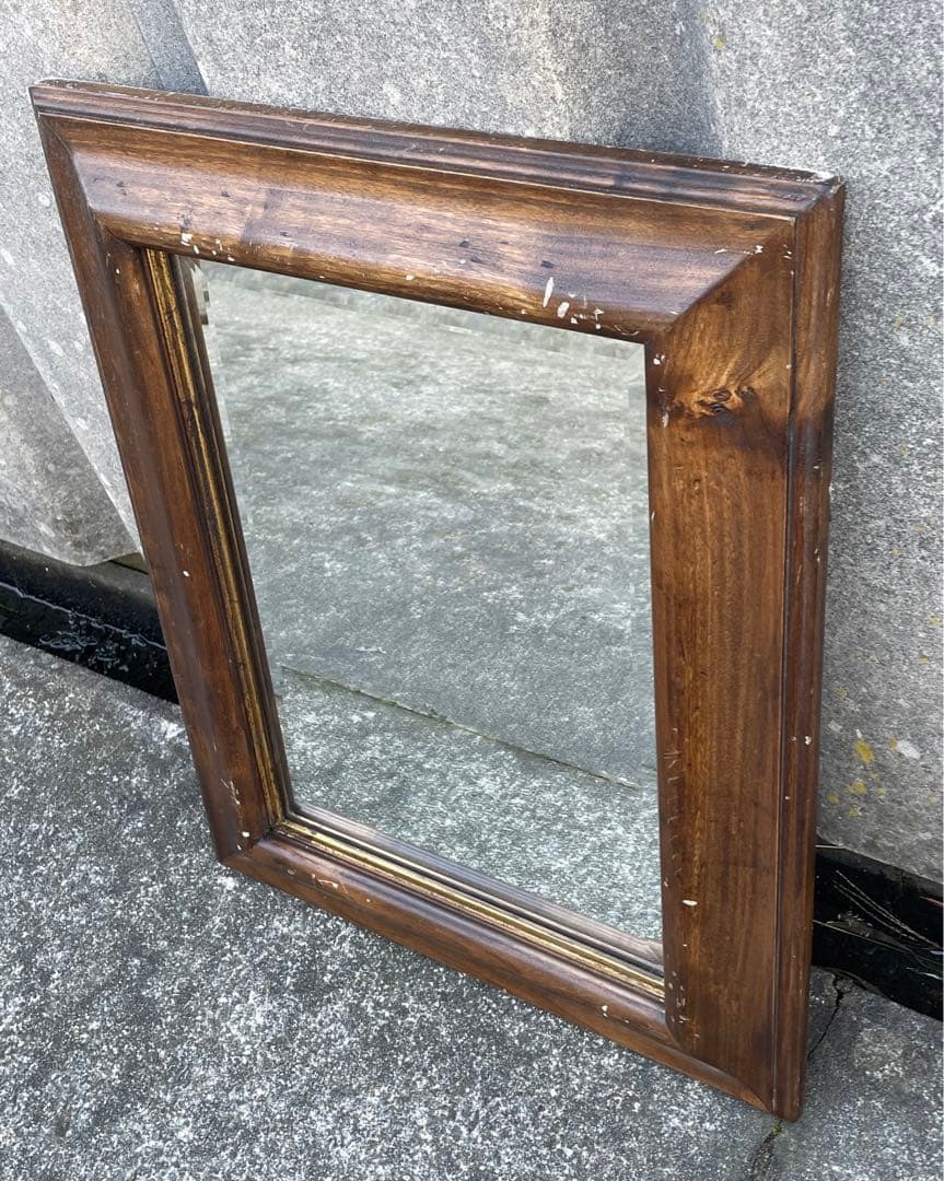 ビンテージ/イタリア製/木製/ミラー/壁掛けミラー/ウォールミラー/鏡/什器/②