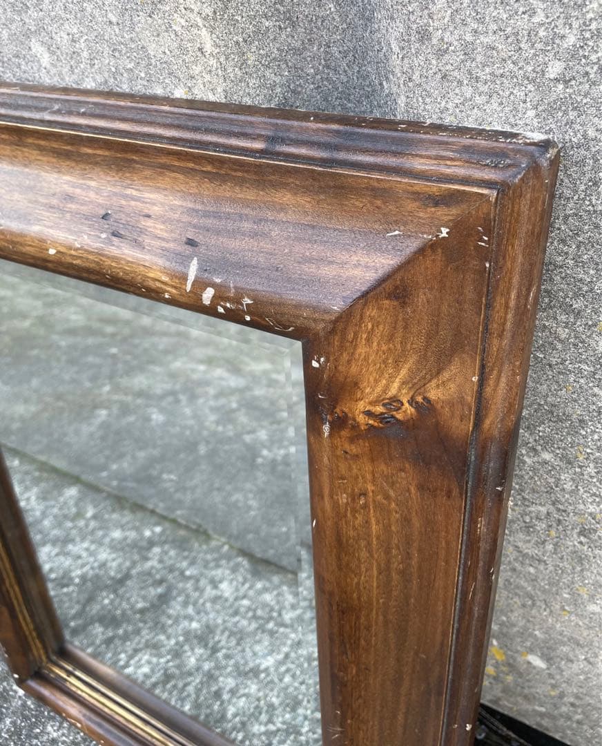 ビンテージ/イタリア製/木製/ミラー/壁掛けミラー/ウォールミラー/鏡/什器/②