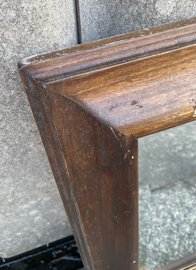 ビンテージ/イタリア製/木製/ミラー/壁掛けミラー/ウォールミラー/鏡/什器/②