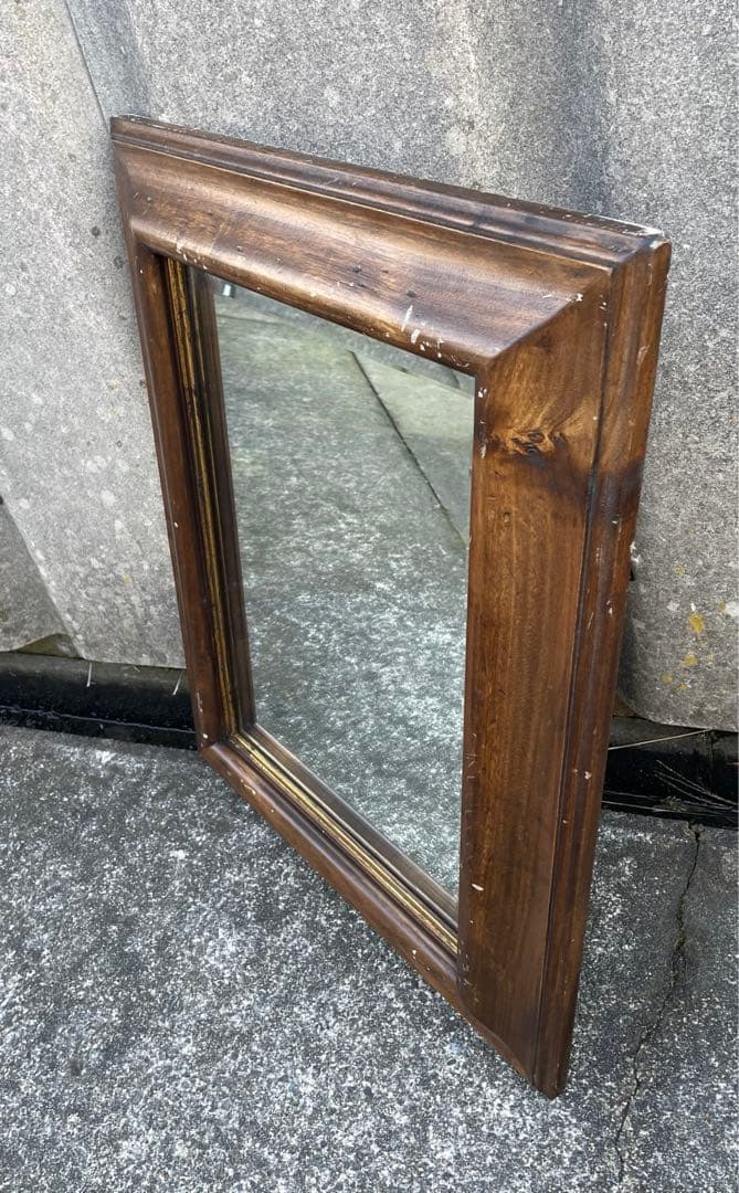 ビンテージ/イタリア製/木製/ミラー/壁掛けミラー/ウォールミラー/鏡/什器/②