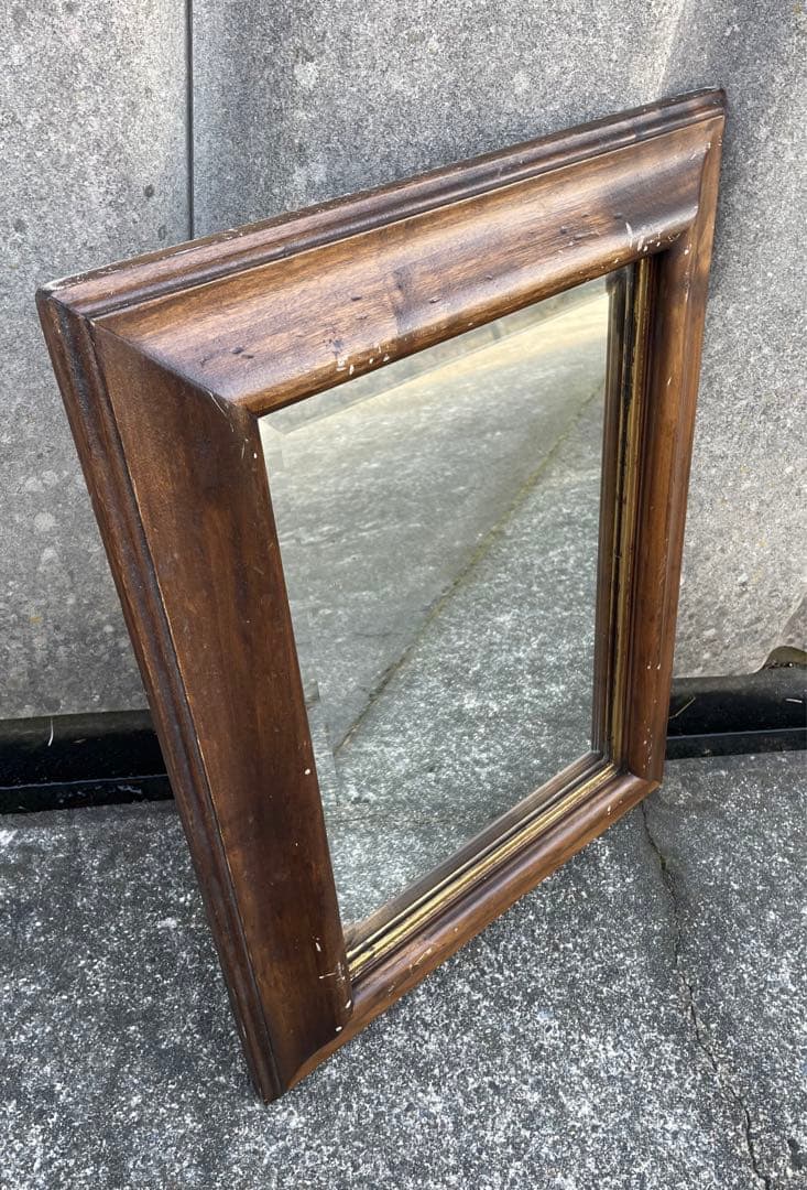 ビンテージ/イタリア製/木製/ミラー/壁掛けミラー/ウォールミラー/鏡/什器/②