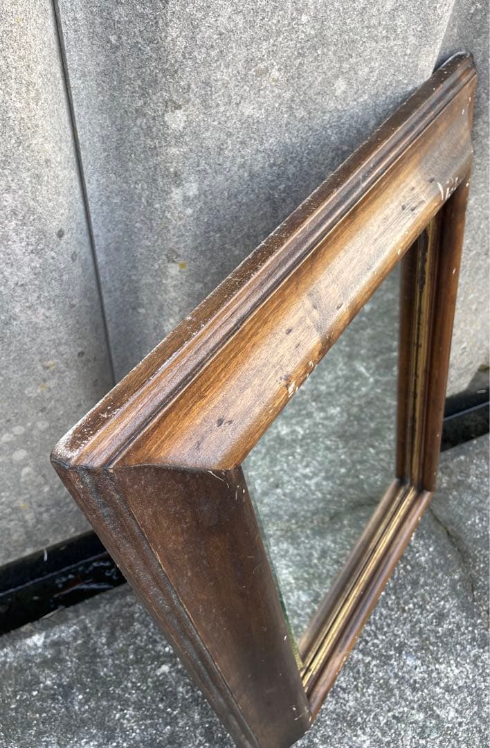 ビンテージ/イタリア製/木製/ミラー/壁掛けミラー/ウォールミラー/鏡/什器/②