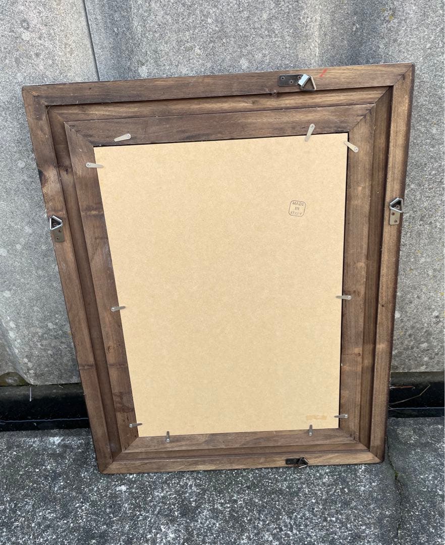 ビンテージ/イタリア製/木製/ミラー/壁掛けミラー/ウォールミラー/鏡/什器/②