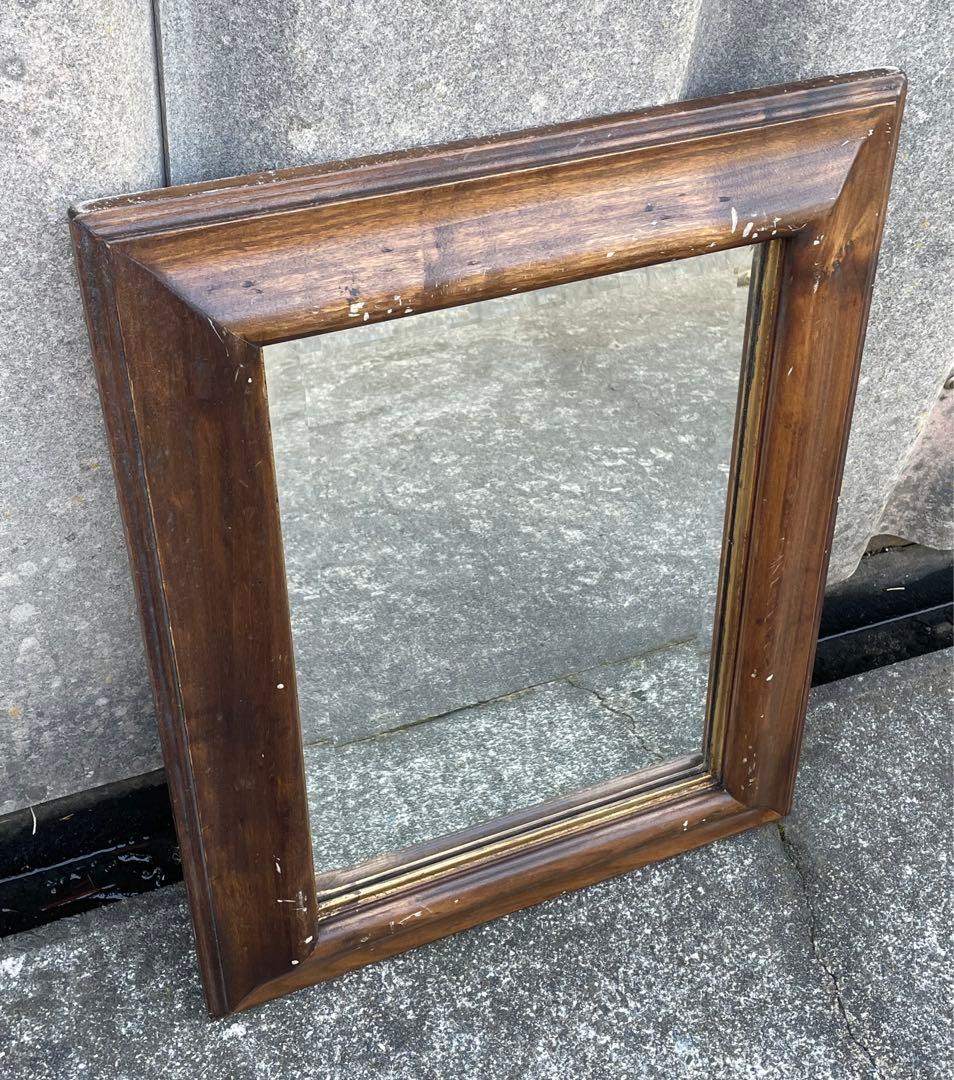 ビンテージ/イタリア製/木製/ミラー/壁掛けミラー/ウォールミラー/鏡/什器/②