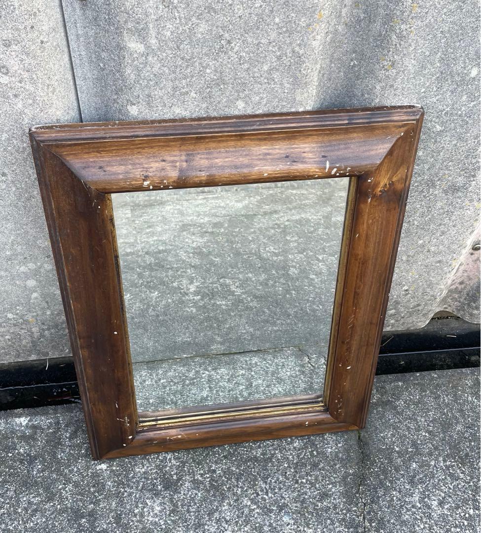 ビンテージ/イタリア製/木製/ミラー/壁掛けミラー/ウォールミラー/鏡/什器/②