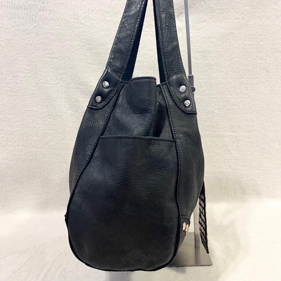 【極希少】TRES トレ レザー トートバッグ スタッズ A4 ブラック y2k