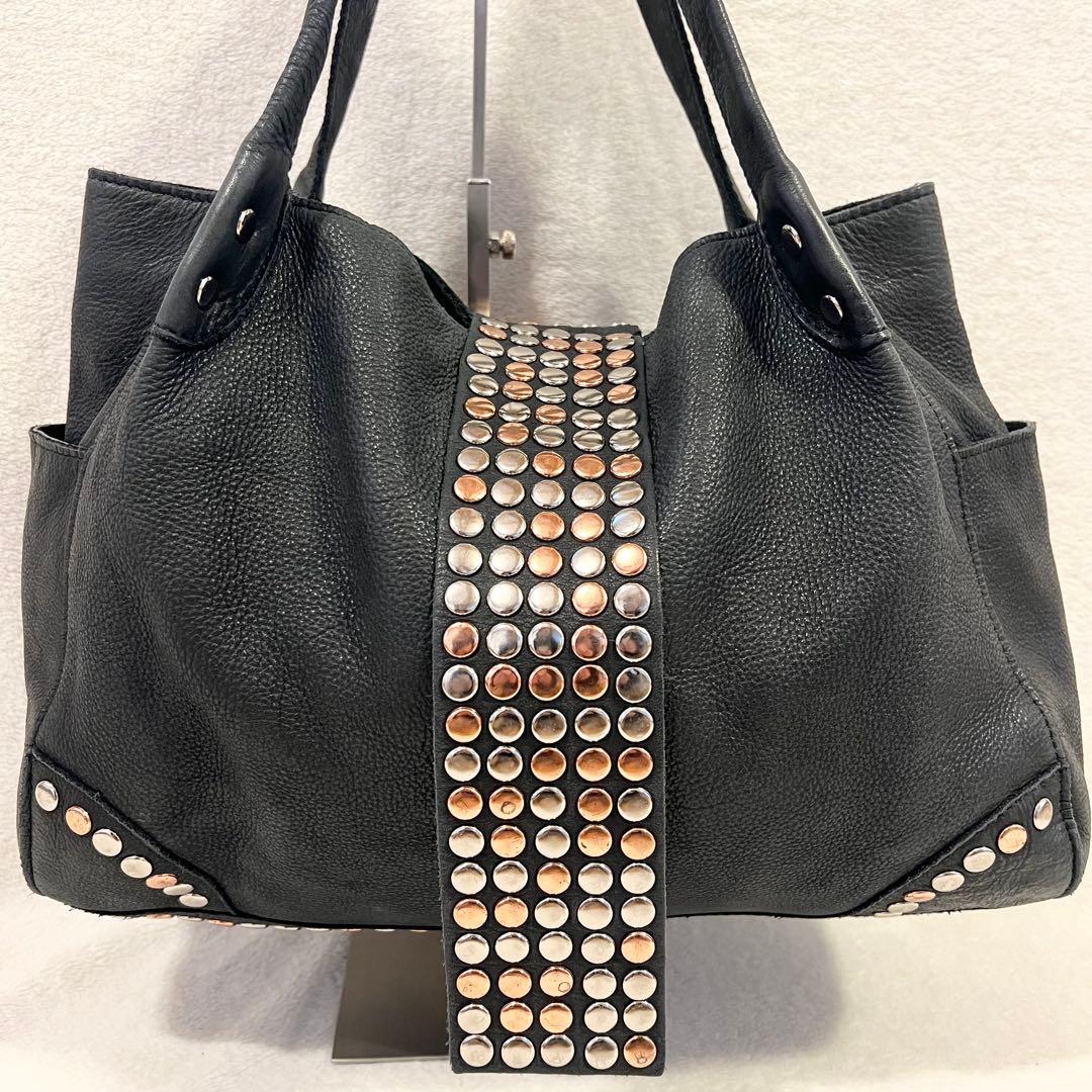 【極希少】TRES トレ レザー トートバッグ スタッズ A4 ブラック y2k