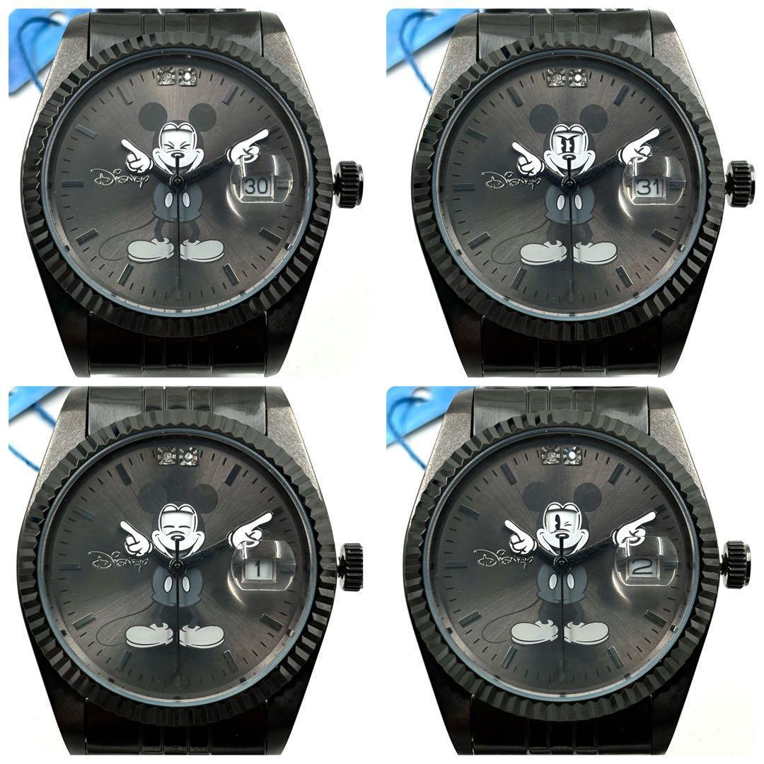 新品 ディズニー シークレットアイ ミッキー 腕時計 ブラック ダイヤ 限定品
