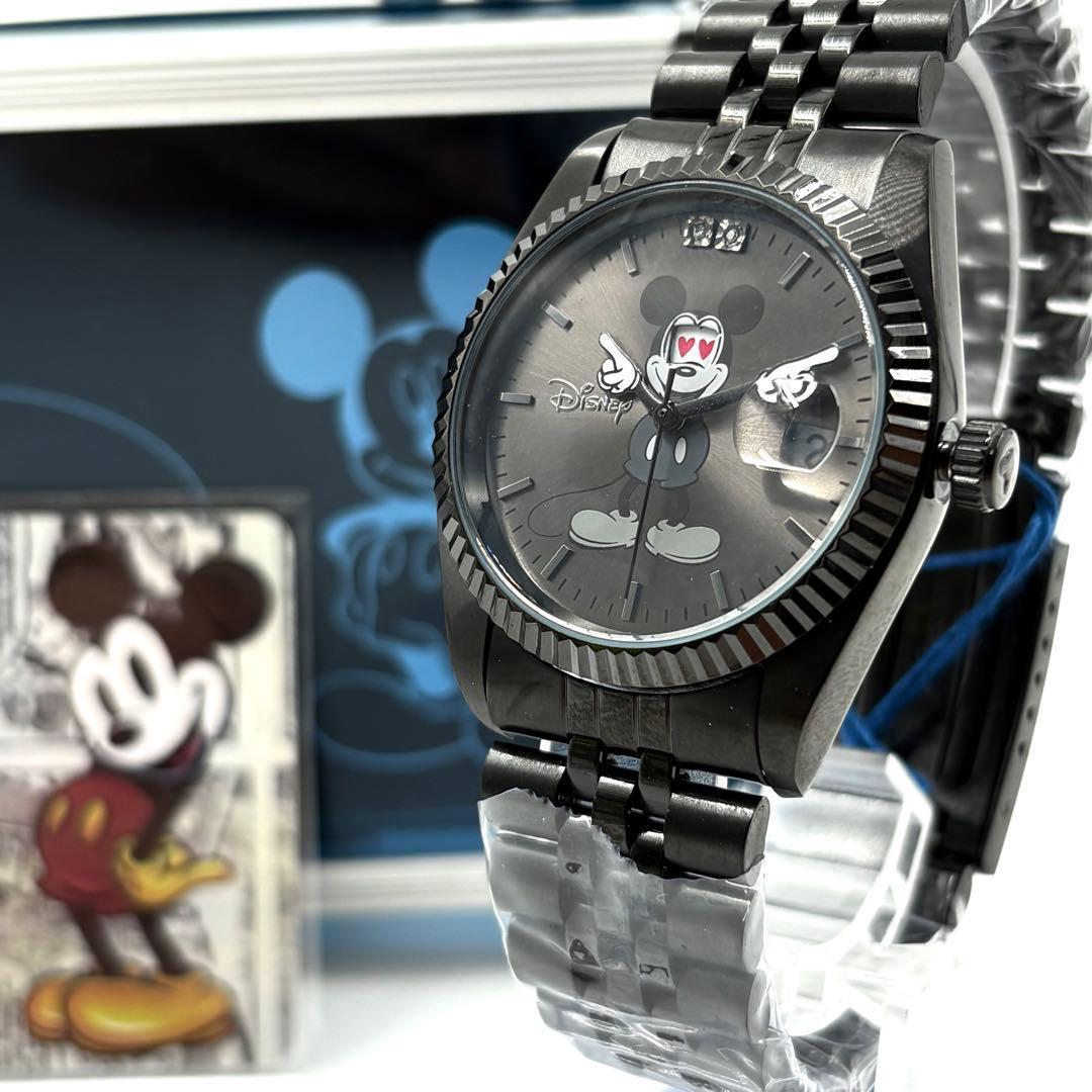新品 ディズニー シークレットアイ ミッキー 腕時計 ブラック ダイヤ 限定品
