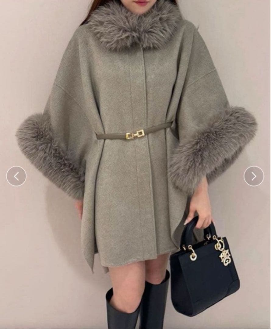 【新品タグ付き】snidel ファー付きミドルケープコート