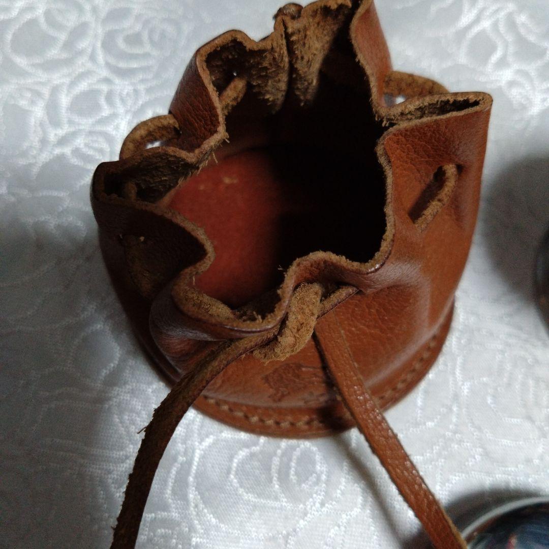 IL BISONTE ステンレス折りたたみカップ レザー収納袋付き