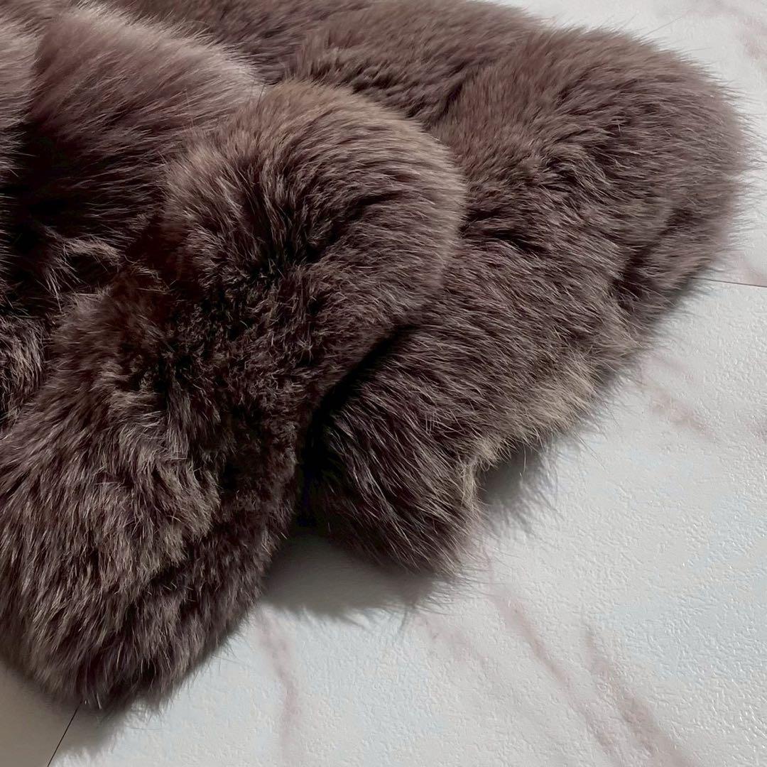 【13号】フォックス リアルファー コート SAGA FOX 毛皮 パープル系