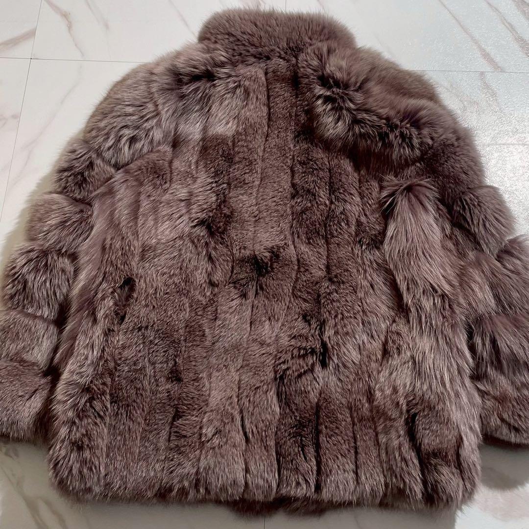 【13号】フォックス リアルファー コート SAGA FOX 毛皮 パープル系