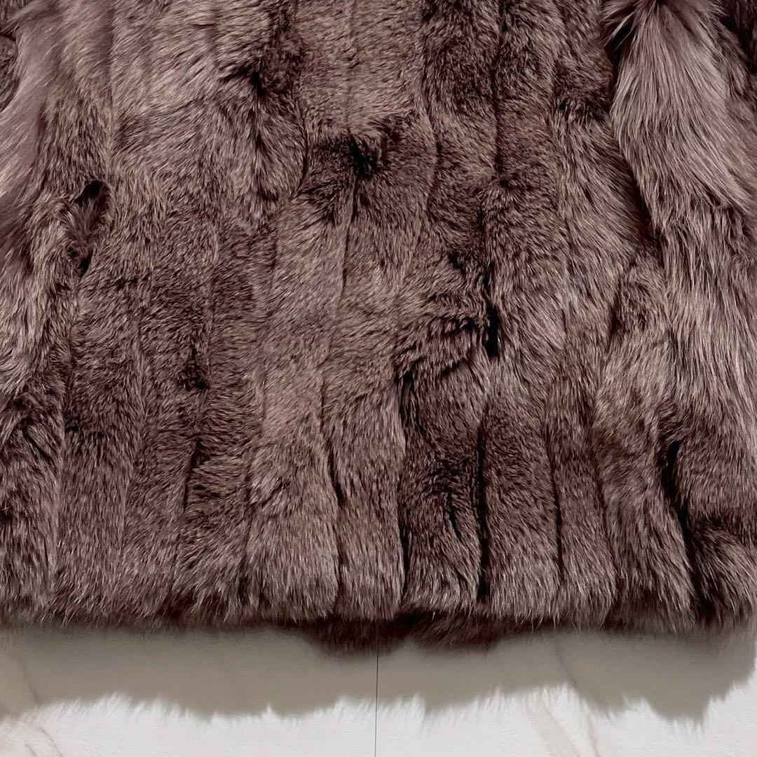 【13号】フォックス リアルファー コート SAGA FOX 毛皮 パープル系