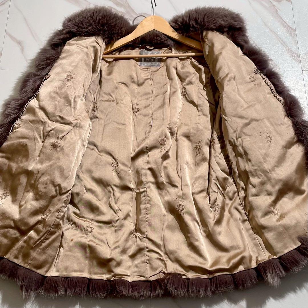 【13号】フォックス リアルファー コート SAGA FOX 毛皮 パープル系